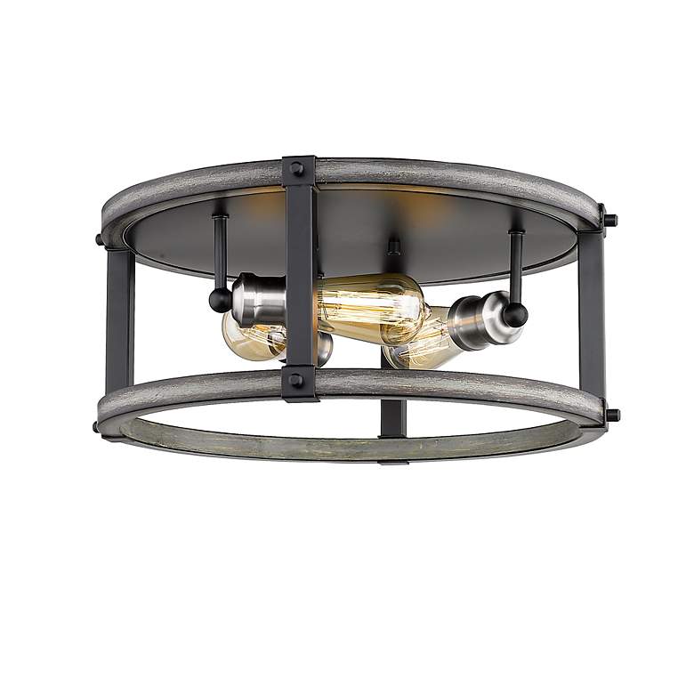 Image 3 Kirkland by Z-Lite Ashen Barnboard 3 Light Flush Mount more views