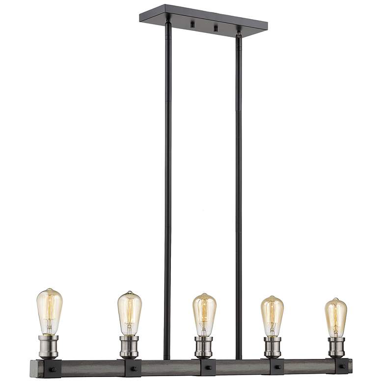 Image 1 Kirkland by Z-Lite Ashen Barnboard 5 Light Island Pendant