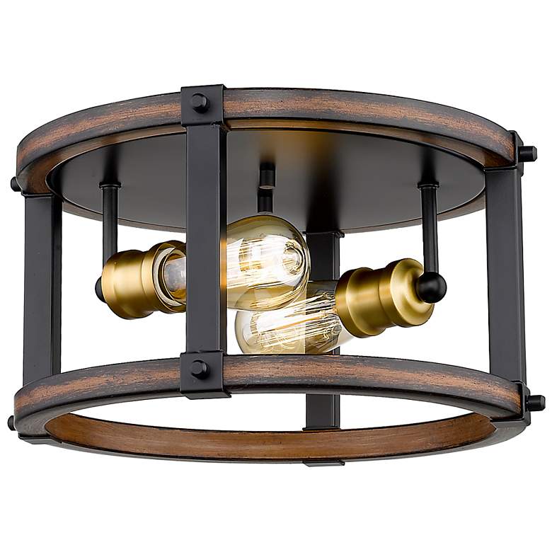 Image 1 Kirkland by Z-Lite Rustic Mahogany 2 Light Flush Mount