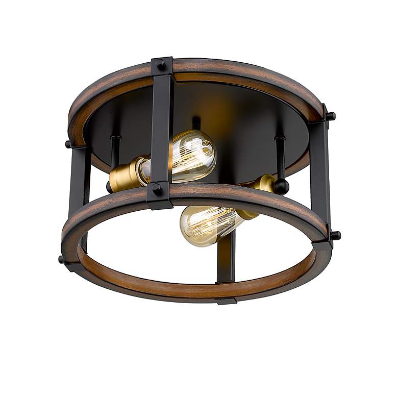 Image 2 Kirkland by Z-Lite Rustic Mahogany 2 Light Flush Mount more views