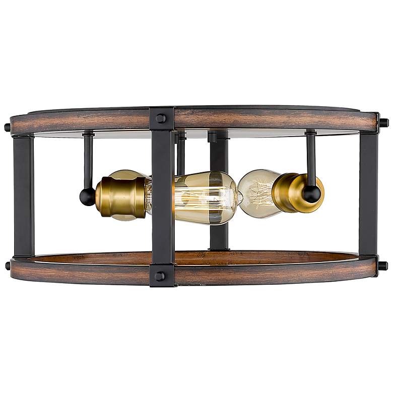 Image 2 Kirkland by Z-Lite Rustic Mahogany 3 Light Flush Mount