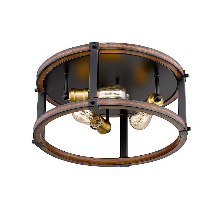 Image 5 Kirkland by Z-Lite Rustic Mahogany 3 Light Flush Mount more views