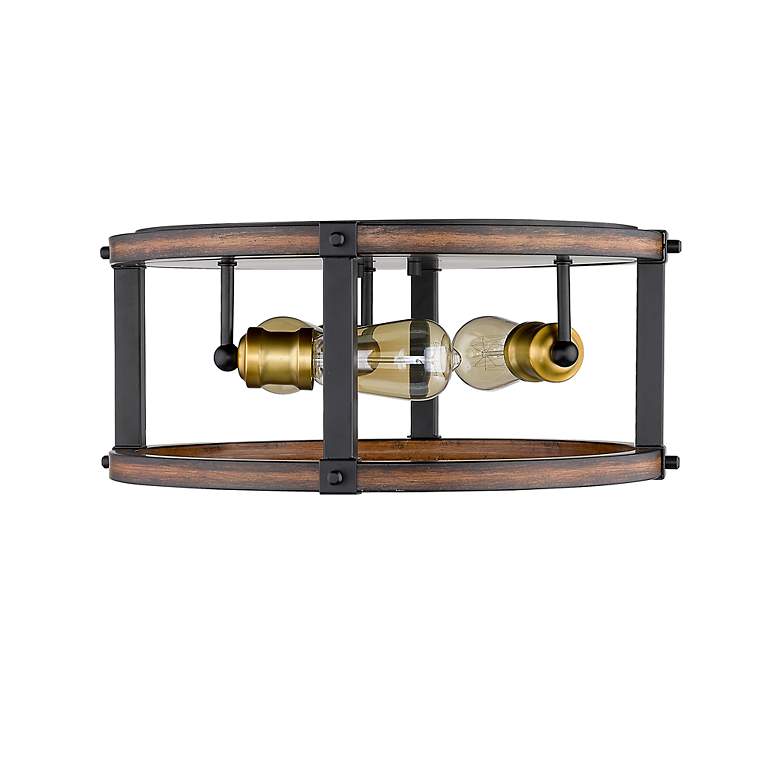 Image 6 Kirkland by Z-Lite Rustic Mahogany 3 Light Flush Mount more views