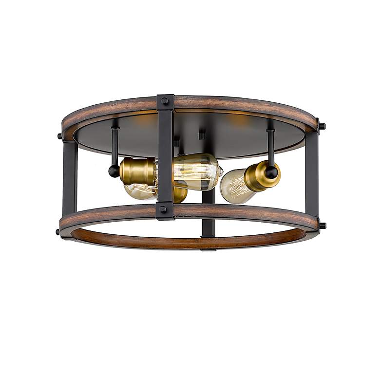 Image 7 Kirkland by Z-Lite Rustic Mahogany 3 Light Flush Mount more views