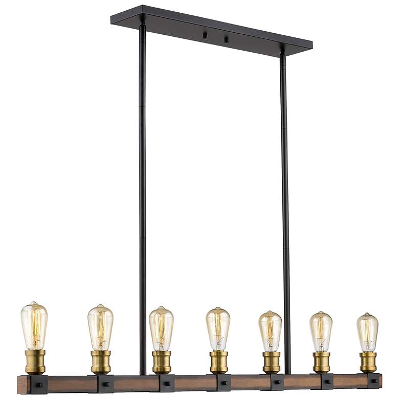 Image 1 Kirkland by Z-Lite Rustic Mahogany 7 Light Island Pendant