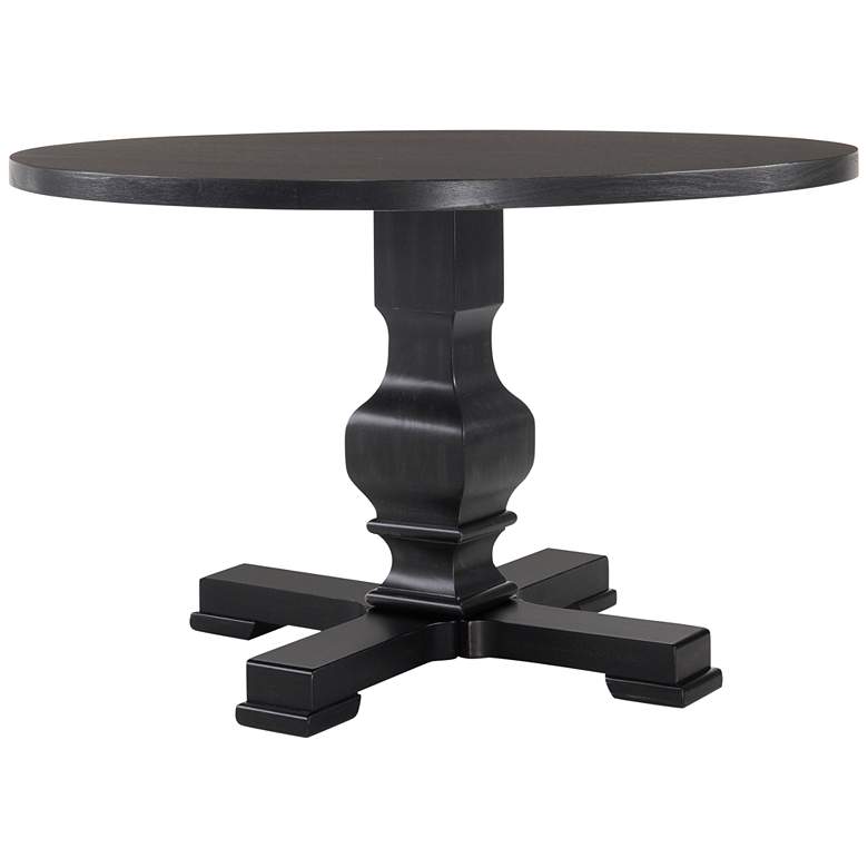 Image 1 Kirsten 47 1/4" Wide Black Wood Round Dining Pedestal Table
