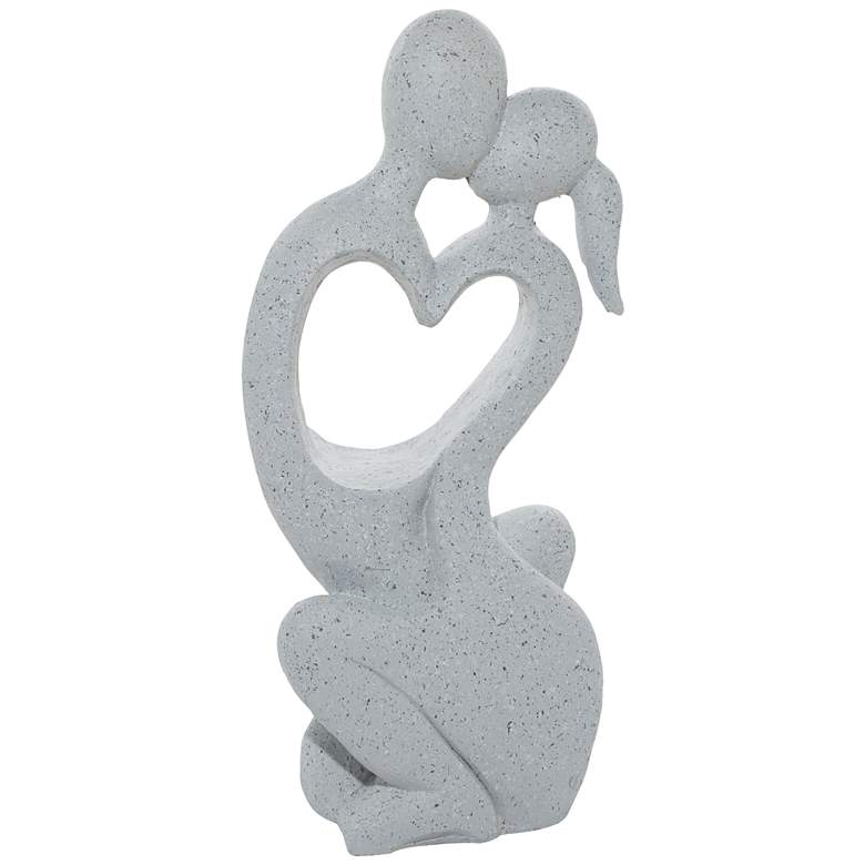 Image 1 Kissing Couple 36"H Gray Fiberglass Outdoor Garden Statue