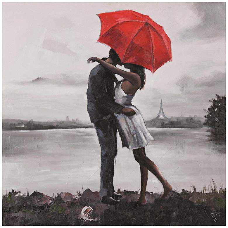 Image 1 Kissing in the Rain 30 inchx30 inch Canvas Wall Art