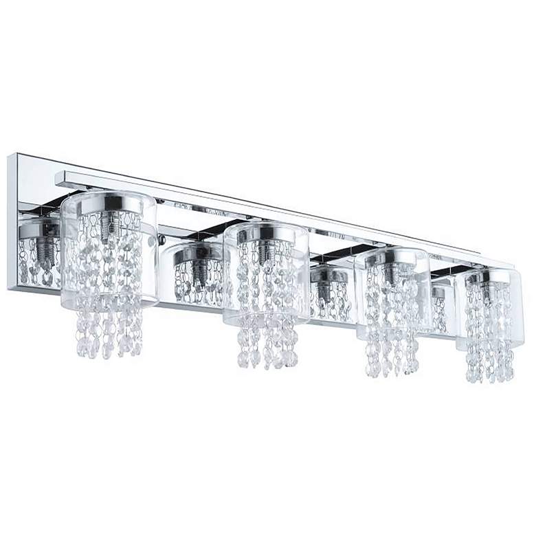 Image 1 Kissling 34.65" Wide 4-Light Chrome And Clear Glass Bath Light