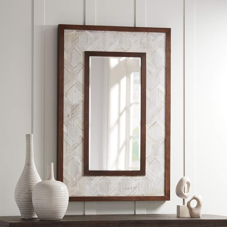 Image 1 Kit Gray and Brown Trim 31 1/2 inch x 47 1/4 inch Wall Mirror