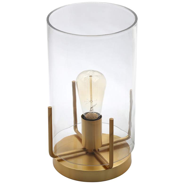 Image 1 Kite 13"H Clear Glass and Brass Uplight Accent Table Lamp