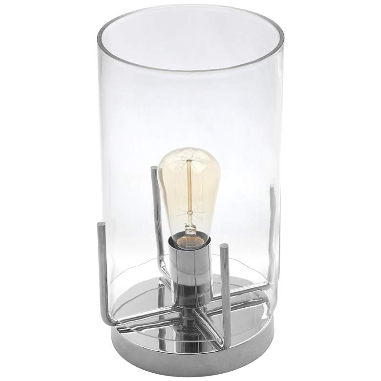 Image 1 Kite 13 inchH Clear Glass and Nickel Uplight Accent Table Lamp