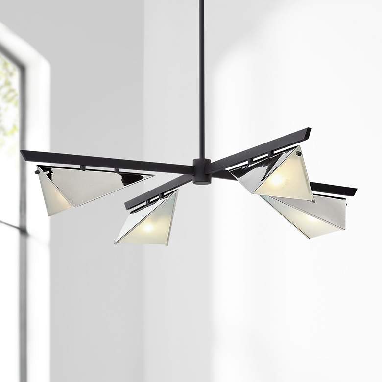 Image 1 Kite 40" Wide Carbide Black and Nickel 4-Light Pendant Light