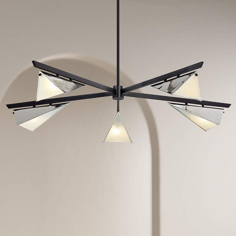 Image 1 Kite 49 1/2"W Carbide Black and Nickel 5-Light Pendant Light