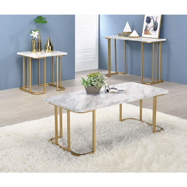 Image 7 Kitling 47 1/4" Wide Gold Coating and White Console Table more views