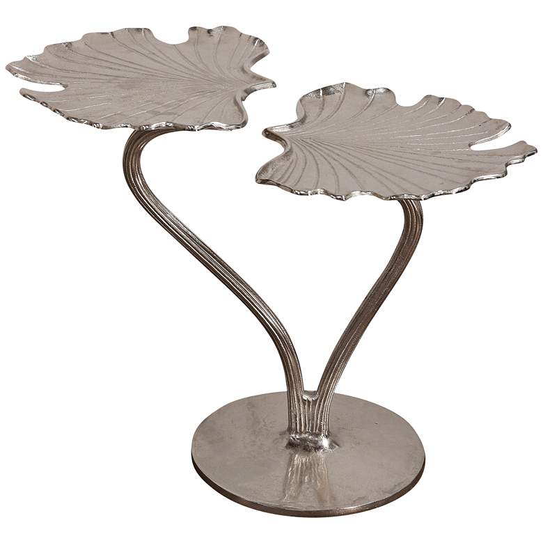 Image 1 Kitna 27" Wide Nickel Plated Metal Lily Pad Side Table