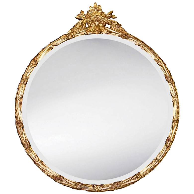 Image 1 Kitting Gold Leaf 35 inch x 31 inch Round Wall Mirror