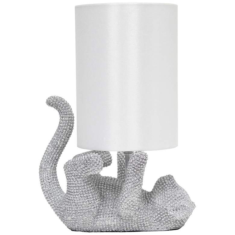 Image 2 Kitty 12 1/2" High Silver Diamond Kitty Cat Accent Table Lamp