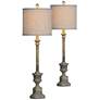 Kitty Distressed Rich Gray Buffet Table Lamps Set of 2