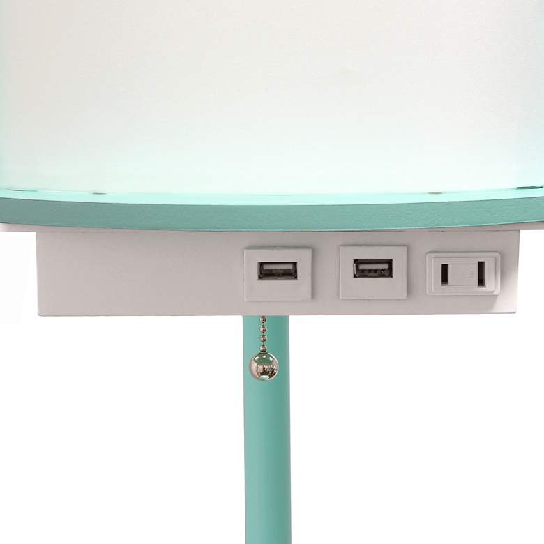 Image 4 Kiva 62 1/2 inch Aqua 3-Shelf Etagere Floor Lamp with USB Ports and Outlet more views