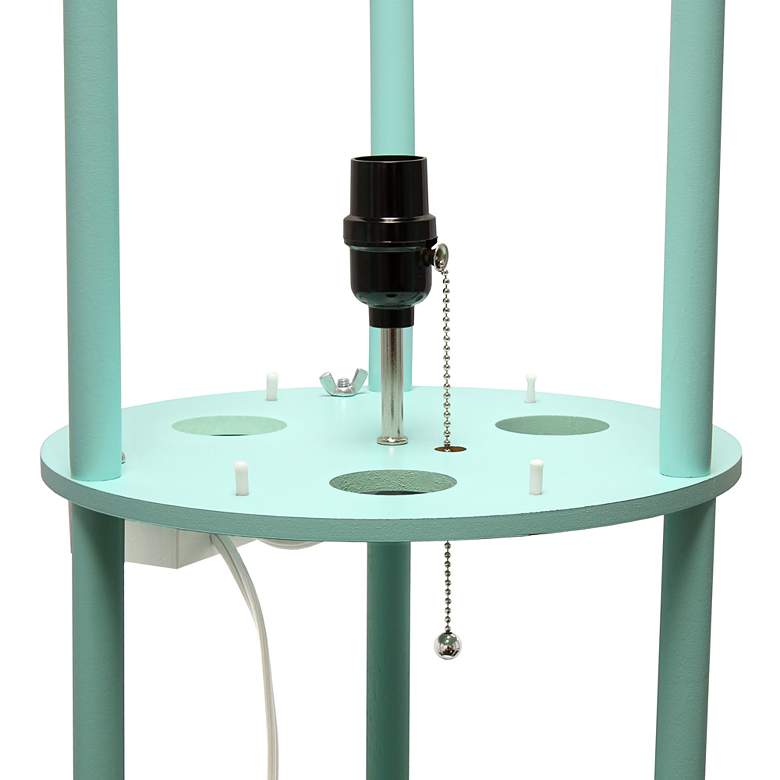 Image 5 Kiva 62 1/2 inch Aqua 3-Shelf Etagere Floor Lamp with USB Ports and Outlet more views