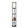 Kiva 62 1/2" Black Finish 3-Shelf USB Ports Etagere Floor Lamp