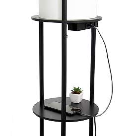 Image5 of Kiva 62 1/2" Black Finish 3-Shelf USB Ports Etagere Floor Lamp more views