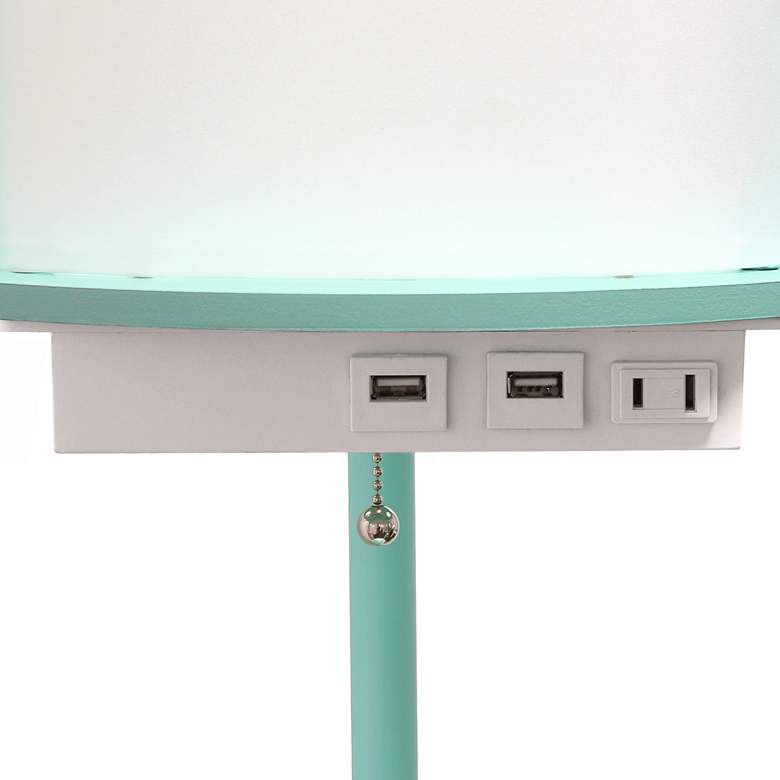 Image 4 Kiva Aqua 62 1/2" 3-Shelf Etagere Floor Lamp with USB Ports and Outlet more views
