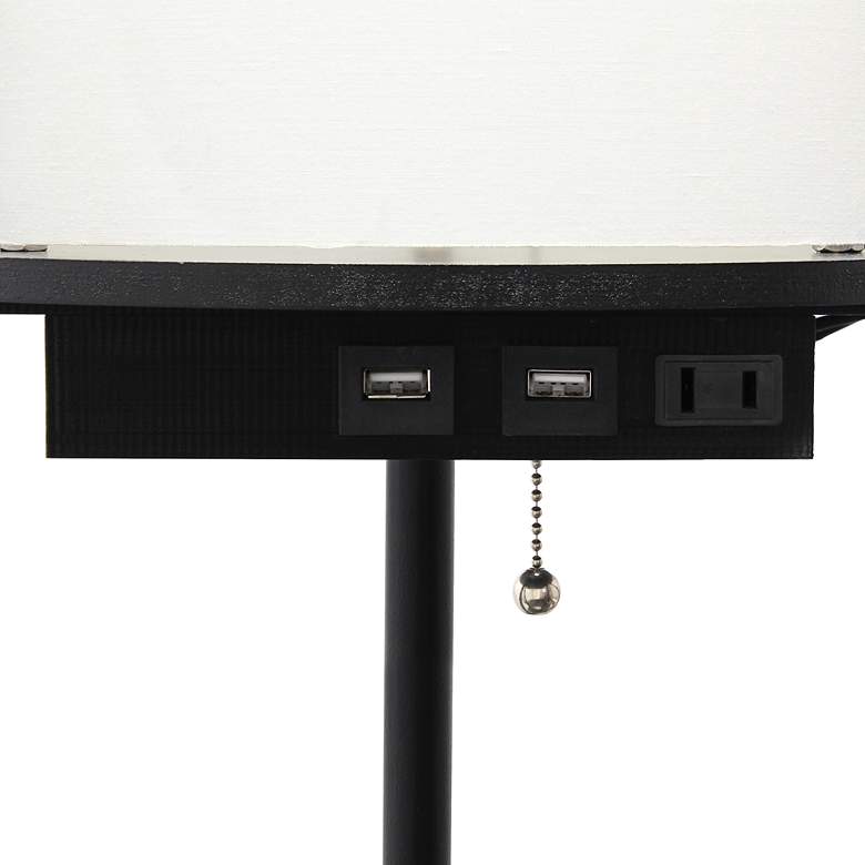 Image 6 Kiva Black 3-Shelf Etagere Floor Lamp with USB Ports Outlet more views