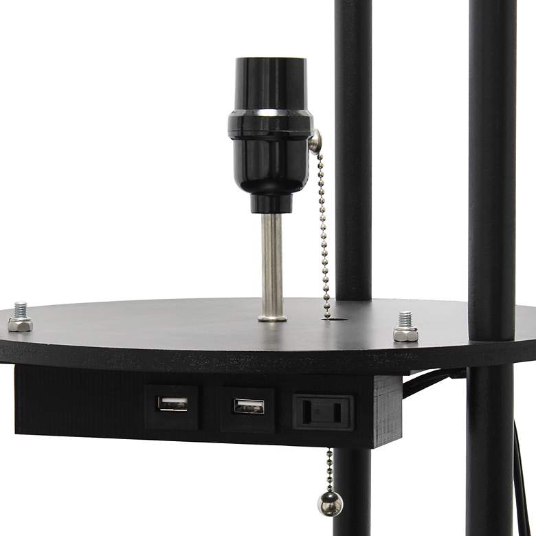Image 7 Kiva Black 3-Shelf Etagere Floor Lamp with USB Ports Outlet more views