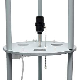 Image5 of Kiva Gray 62 1/2" 3-Shelf Etagere Floor Lamp with USB Ports and Outlet more views