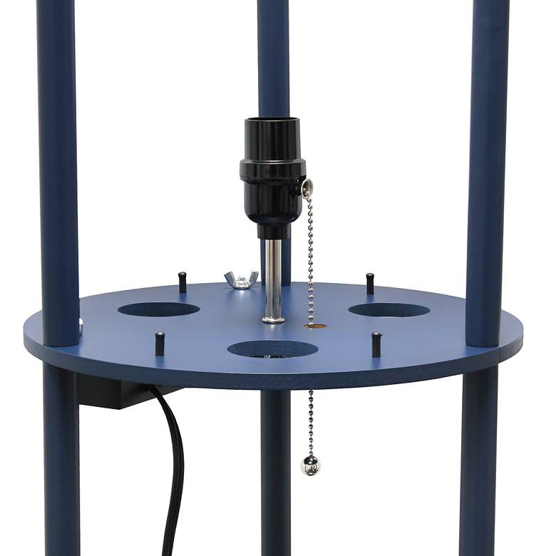 Image 5 Kiva Navy 3-Shelf Etagere Floor Lamp w/ USB Ports and Outlet more views