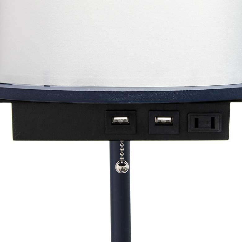 Image 4 Kiva Navy 62 1/2 inch 3-Shelf Etagere Floor Lamp with USB Ports and Outlet more views