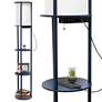 7_Kiva Navy 62 1/2" 3-Shelf Etagere Floor Lamp with USB Ports and Outlet more views