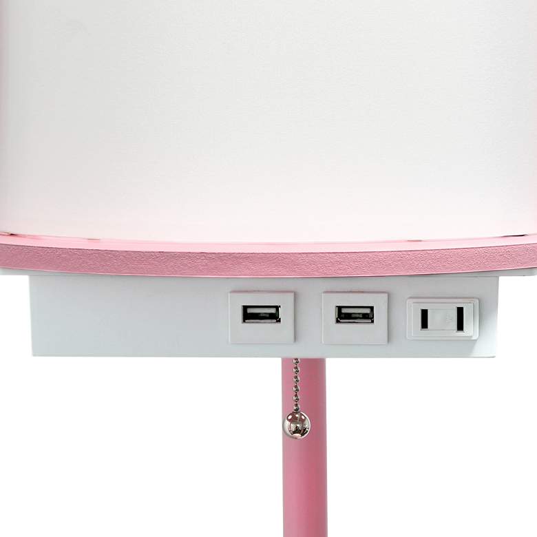 Image 4 Kiva Pink 3-Shelf Etagere Floor Lamp w/ USB Ports and Outlet more views