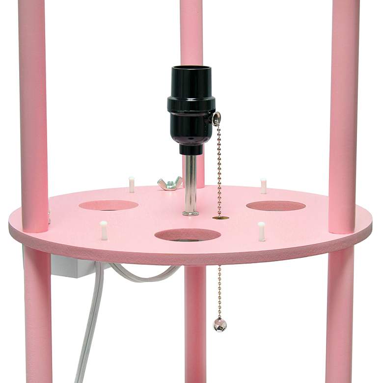 Image 5 Kiva Pink 3-Shelf Etagere Floor Lamp w/ USB Ports and Outlet more views