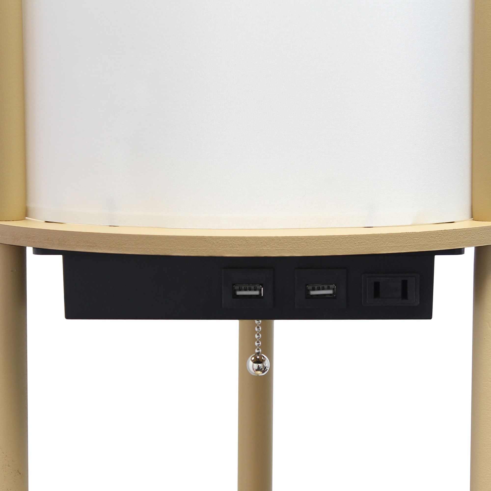 Image 4 Kiva Tan 62 1/2" 3-Shelf Etagere Floor Lamp with USB Ports and Outlet more views