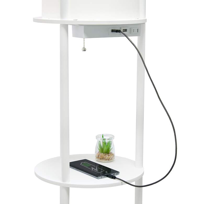 Image 3 Kiva White 3-Shelf Etagere Floor Lamp with USB Ports Outlet more views