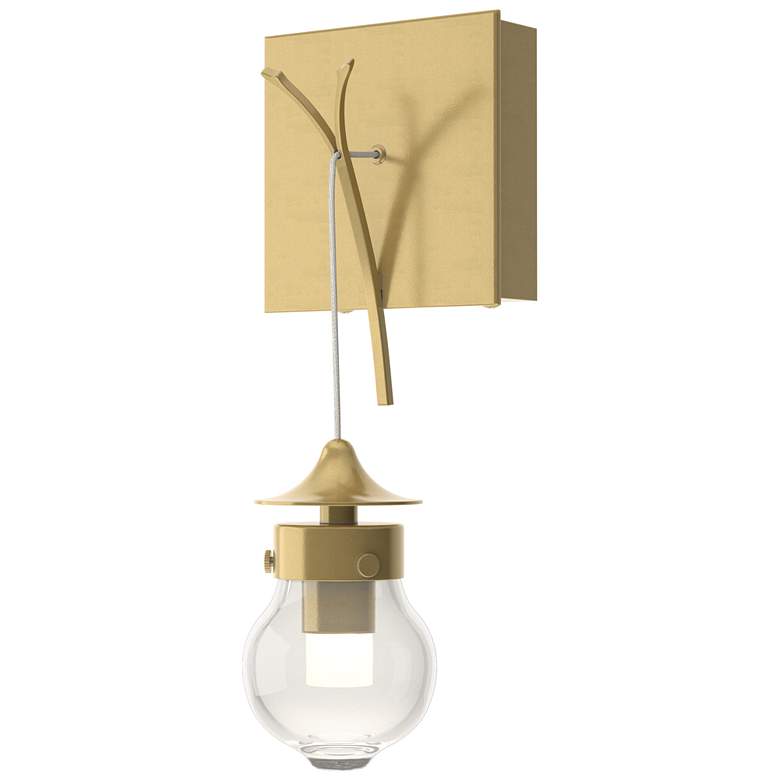 Image 1 Kiwi 12.1" High Modern Brass Sconce With Clear Glass Shade