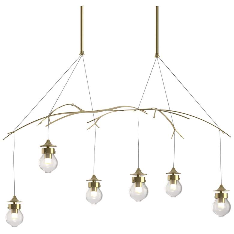 Image 1 Kiwi 36.8 inch Wide Modern Brass Long Pendant With Clear Glass Shade