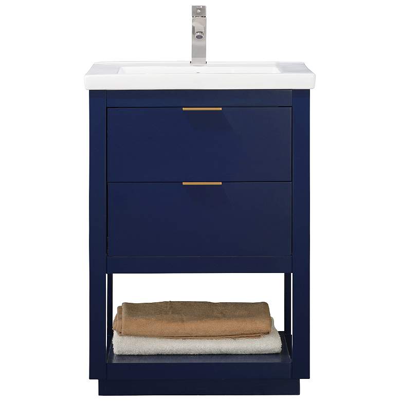 Image 1 Klein 24" Wide 2-Drawer Porcelain Blue Single Sink Vanity