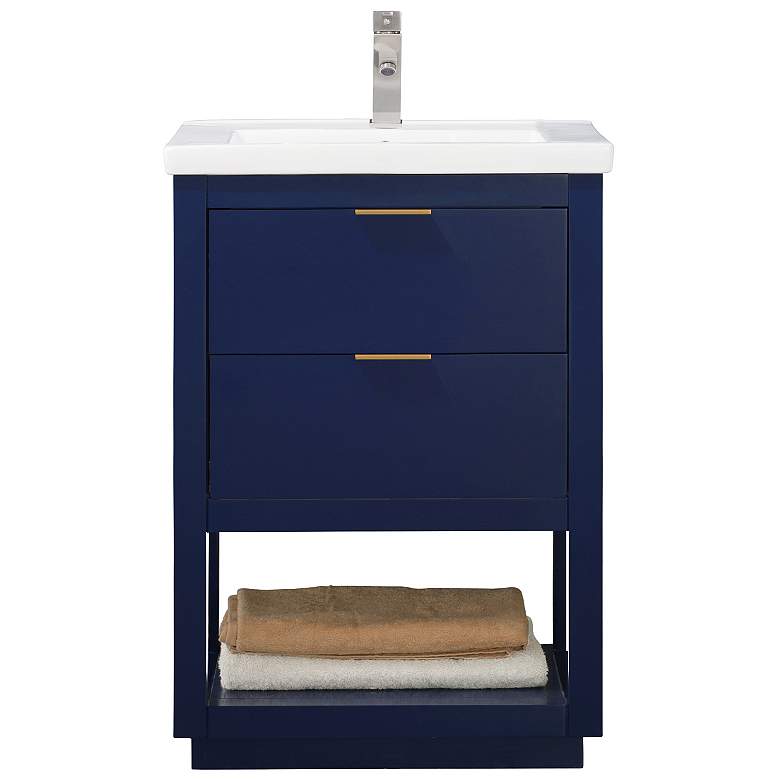 Image 1 Klein 24 inch Wide 2-Drawer Porcelain Blue Single Sink Vanity