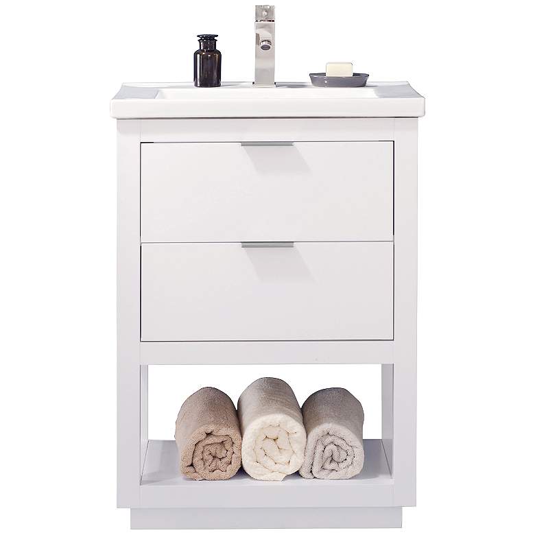 Klein 24&quot; Wide 2-Drawer Porcelain White Single Sink Vanity