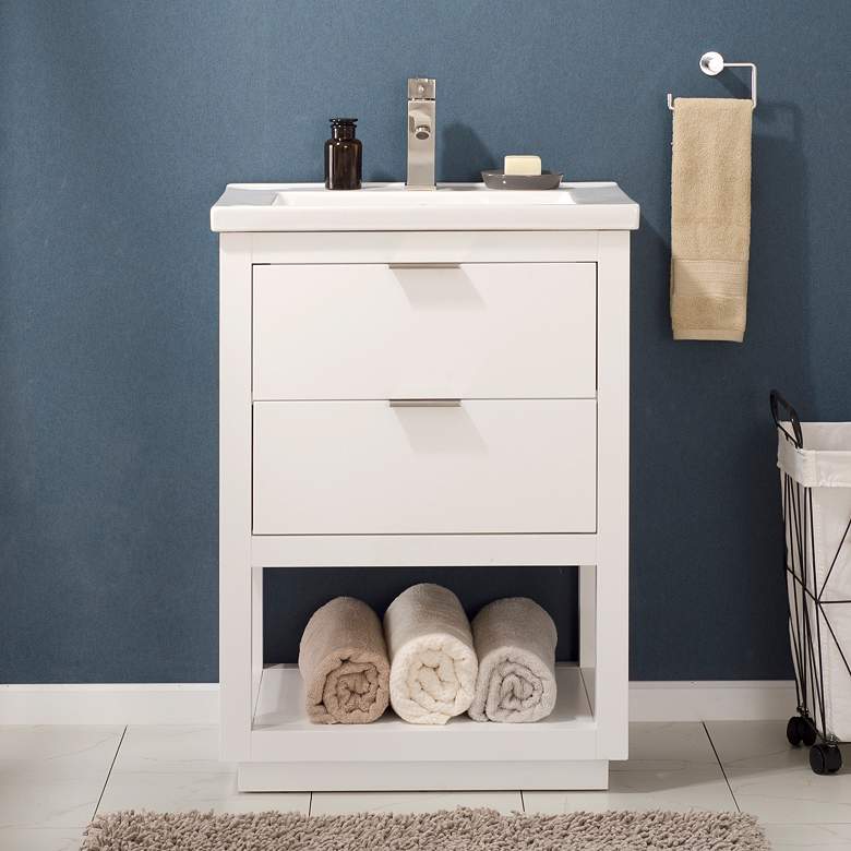 Klein 24&quot; Wide 2-Drawer Porcelain White Single Sink Vanity more views
