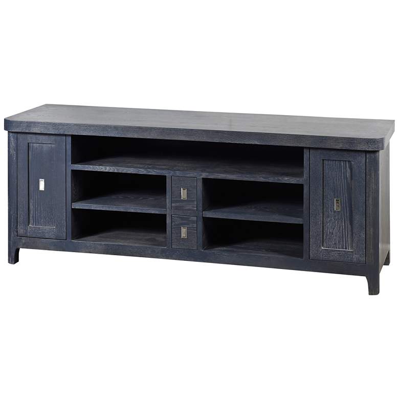 Image 1 Klein 66 inch Wide Indigo Blue Ash Wood 2-Drawer 2-Door TV Stand