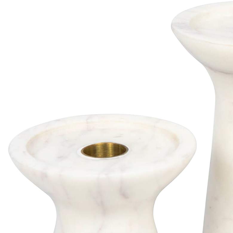 Image 2 Klein White Marble Pillar Candle Holders Set of 2 more views