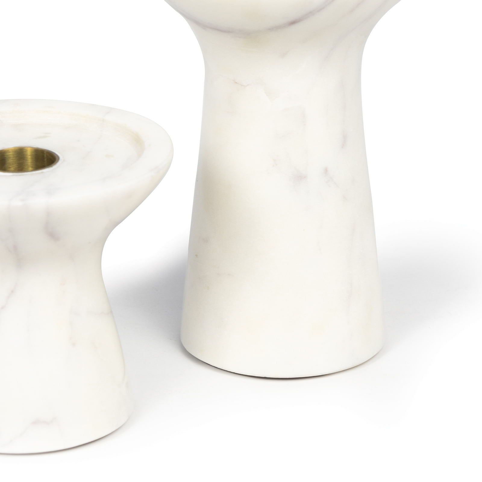 Image 4 Klein White Marble Pillar Candle Holders Set of 2 more views