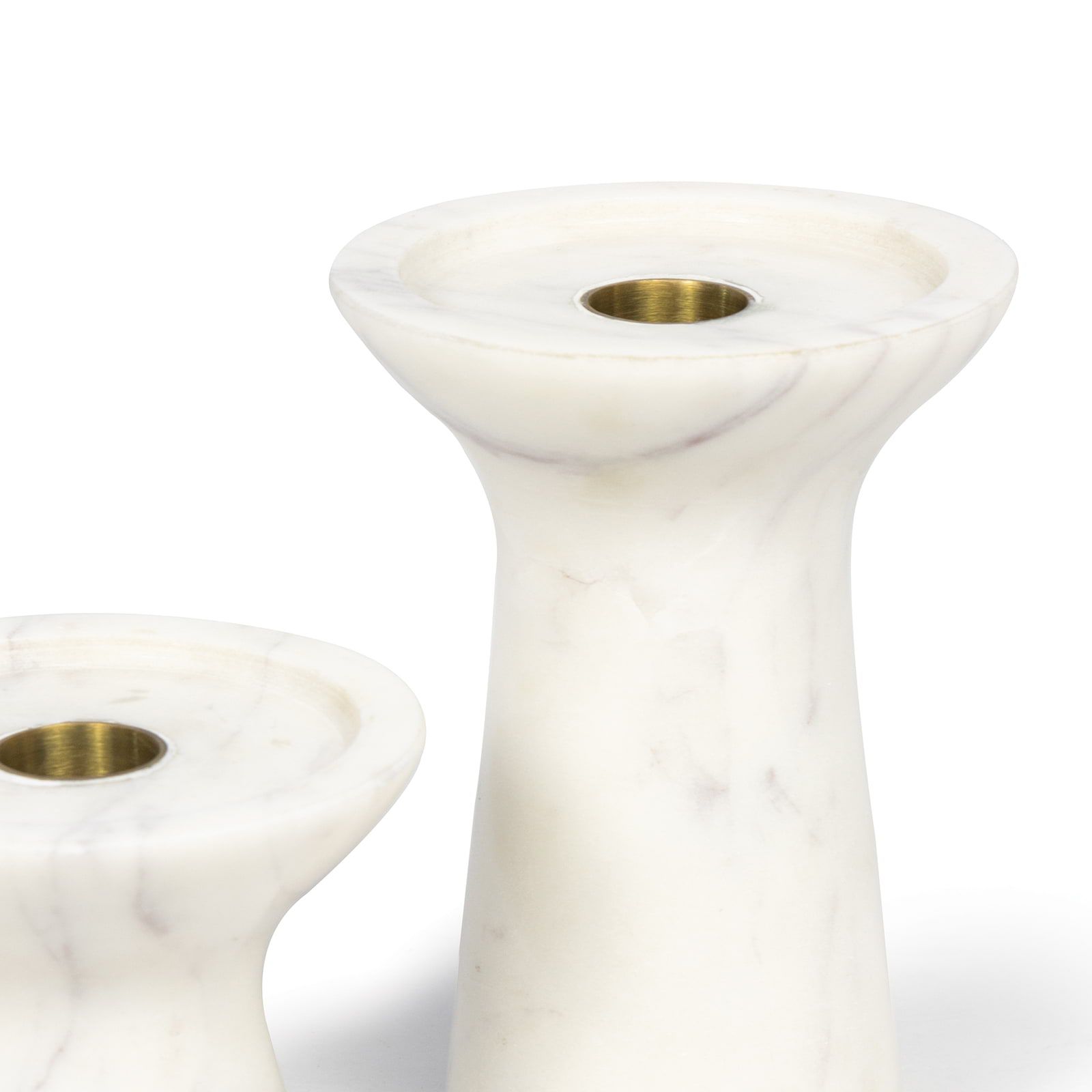 Image 5 Klein White Marble Pillar Candle Holders Set of 2 more views