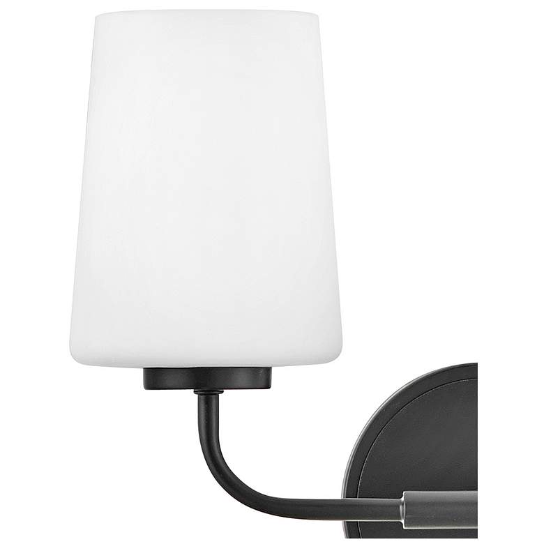 Image 2 Kline 11"H Black with Etched Opal Glass 2-Light Wall Sconce more views