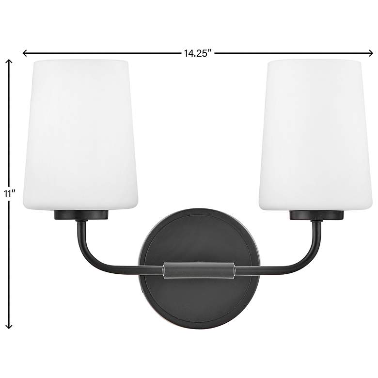 Image 4 Kline 11"H Black with Etched Opal Glass 2-Light Wall Sconce more views